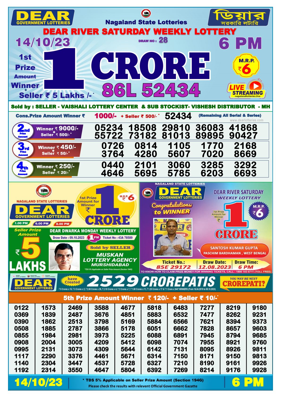 West Bengal State Lottery Result Today - Lottery Sambad 