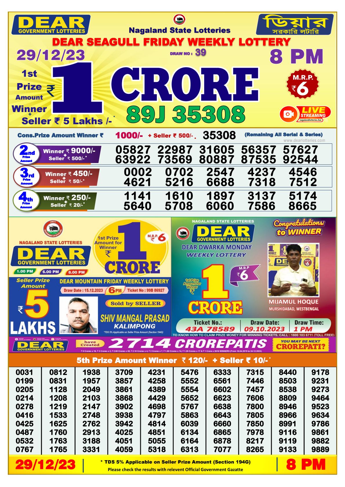Lottery Sambad Today 8.10.2020 Result {Live} 11:55 AM, 4 PM, 8 PM