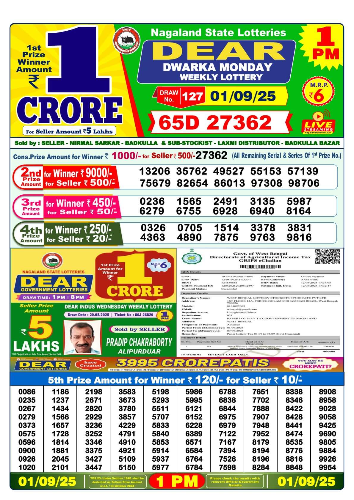 Lottery Result 1pm